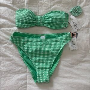 NWT Green Gingham Bikini Set